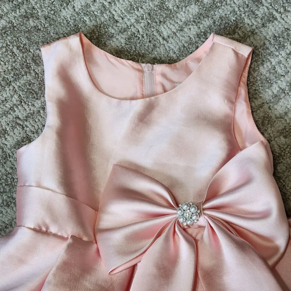 Rare Editions special occasion satin fit & flare sleeveless dress pink size 5